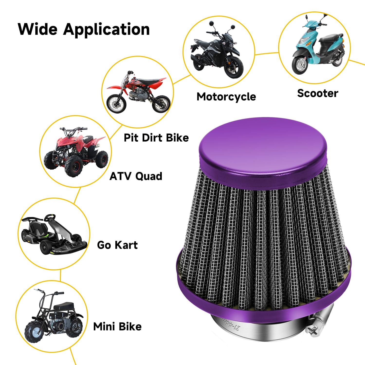 Snapklik 38mm Air Filter For GY6 49cc 50cc Taotao Moped Scooter snapklik-38mm-air-filter-for-gy6-49cc-50cc-taotao-moped-scooter