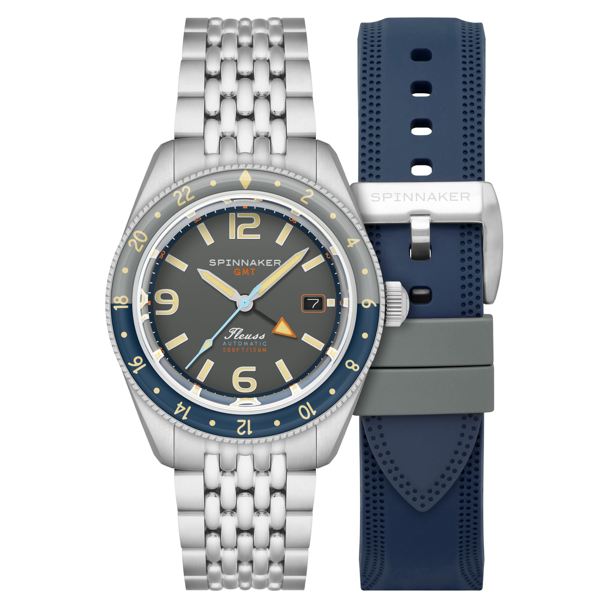 Spinnaker Herren Fleuss GMT Automatikuhr mit massivem Edelstahlarmband SP-5120