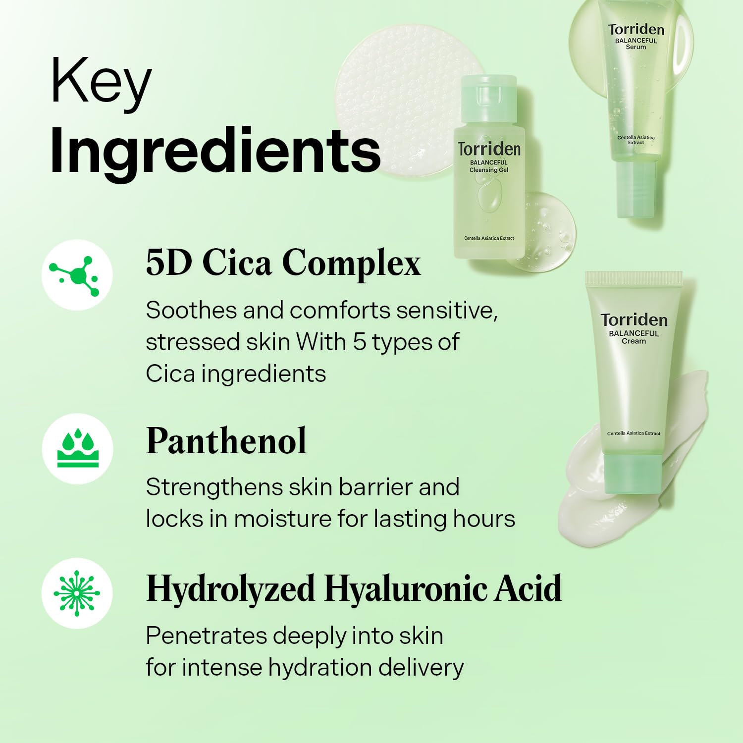 Torriden BALANCEFUL Cica Trial Kit, 4-Step Korean Skincare Set