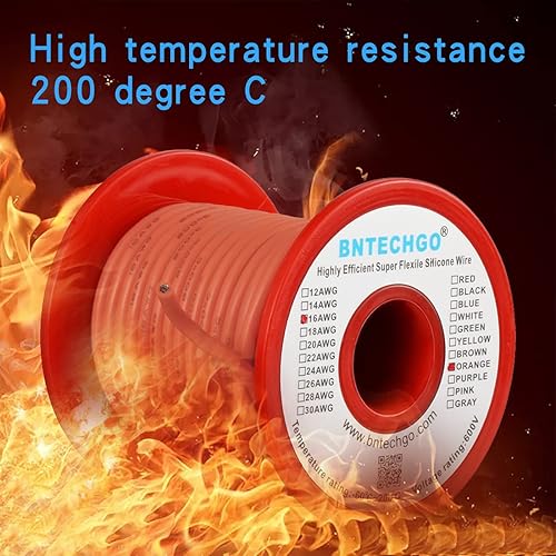 Vista 32 de Bntechgo 18 alambres de silicona suave y flexible, silicona resistente a altas temperaturas, altamente eficiente 18 AWG calibre, 150 hilos