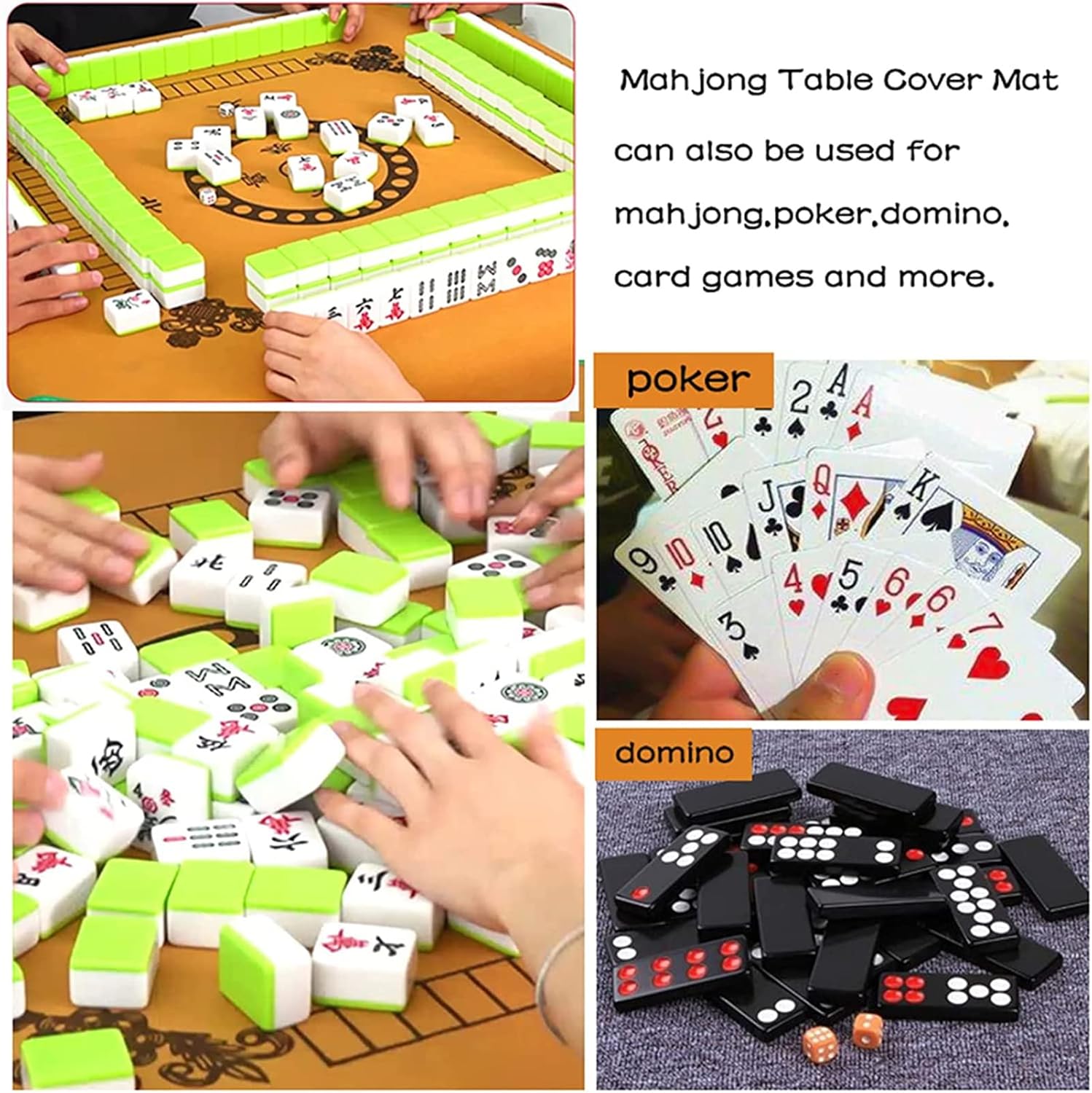 Mahjong Table Cover Mat Anti-Slip Slient Mahjong Dominos Poker Paigow Card Game Mat Tablecovers Table Top Mats 31.5 * 31.5in(80 * 80cm)… (Brown)