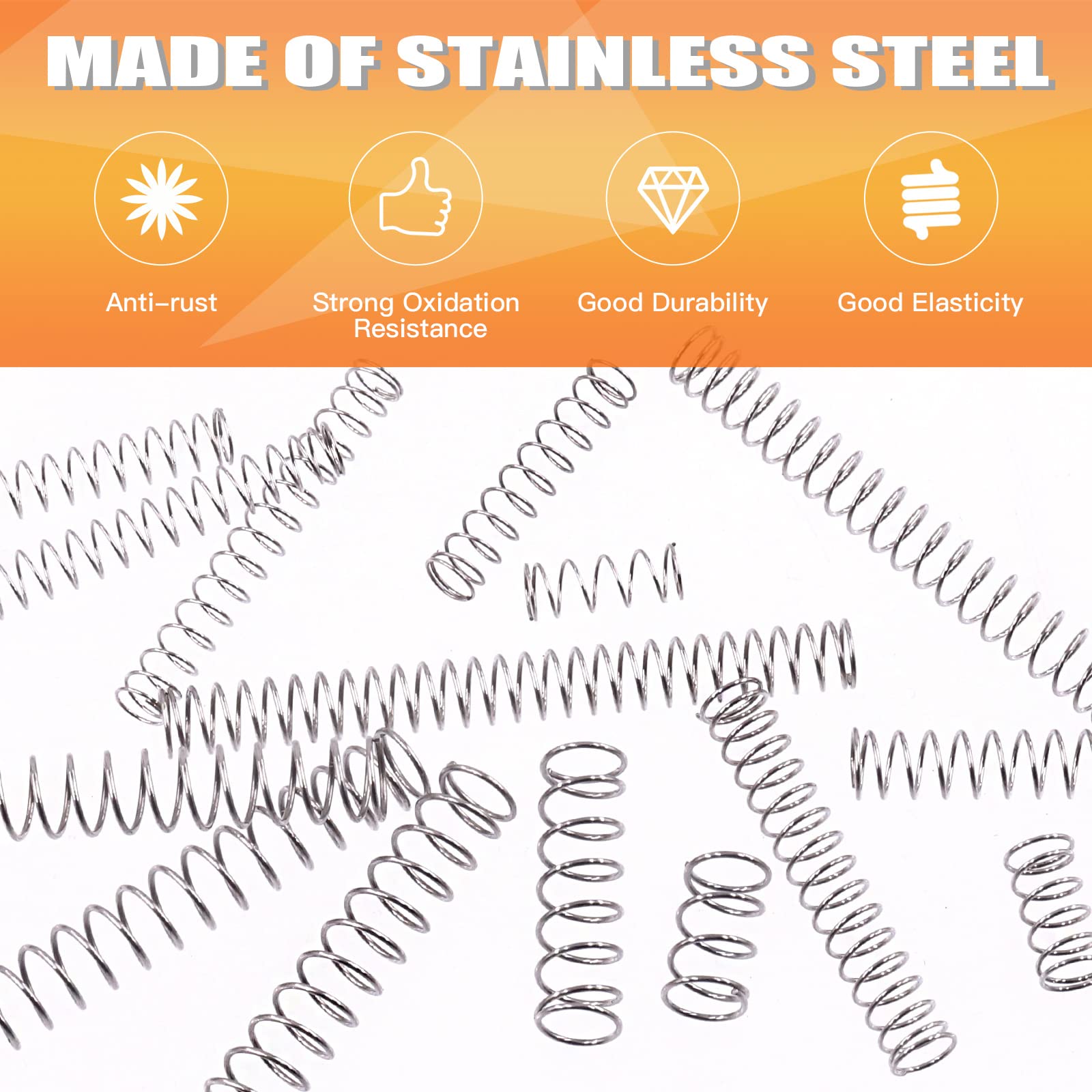 Mardatt 240 stuks 15 maten compressieveren set mini roestvrij stalen veren voor reparaties met koffer, OD 4mm 5mm 6mm, 10-50mm lengte, draaddiameter 0,3mm, 0,4mm, 0,5mm