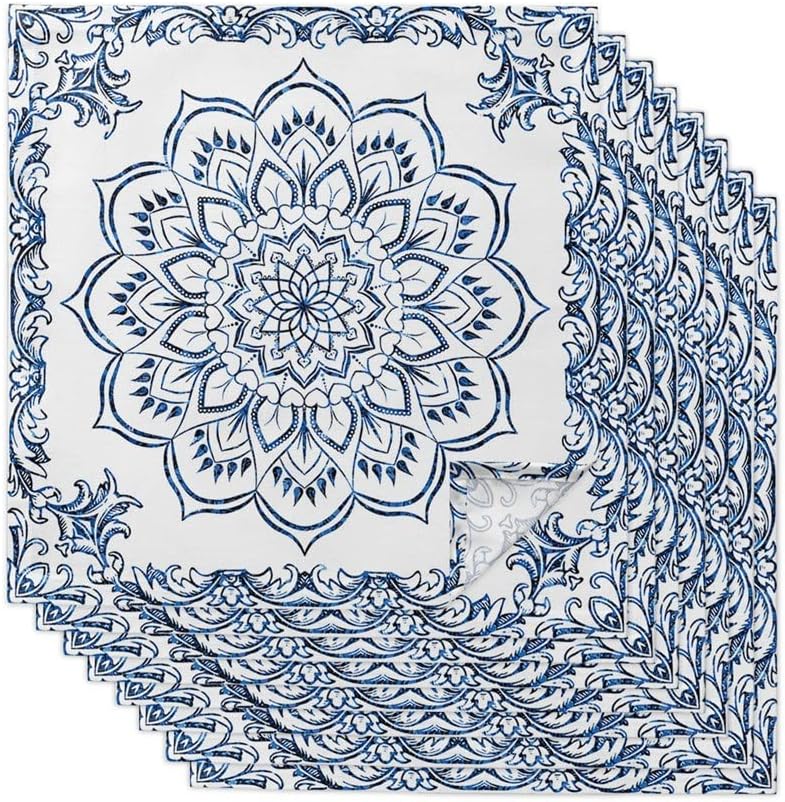 Mandala Pattern Retro Napkins Cloth Set Wedding Party Table Soft Kitchen Dinner Christmas(6pcs)