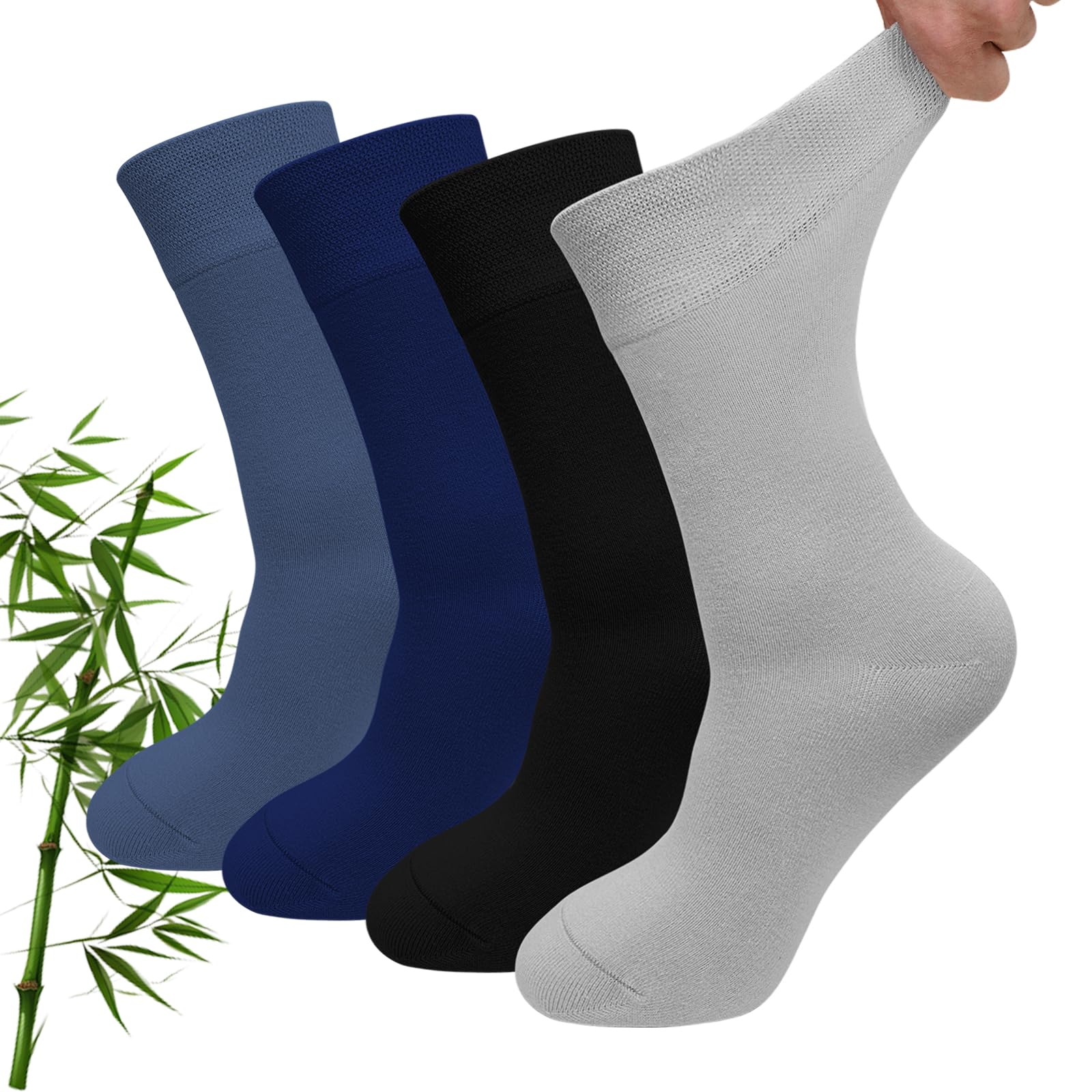LOFIR Bambus Socken für Herren und Damen: Komfort Socken Weich Atmungsaktiv Antibakteriell Ohne Naht für Alltag Büro Reisen 4 Paar Größe 35-50