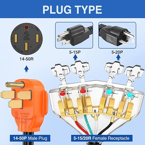 Miniatura 32 de Nilight Cable adaptador de cargador EV de 50 amperios a 50 amperios de 4 clavijas de cobre puro 250 V para soldador, conversión de enchufe Enchufe
