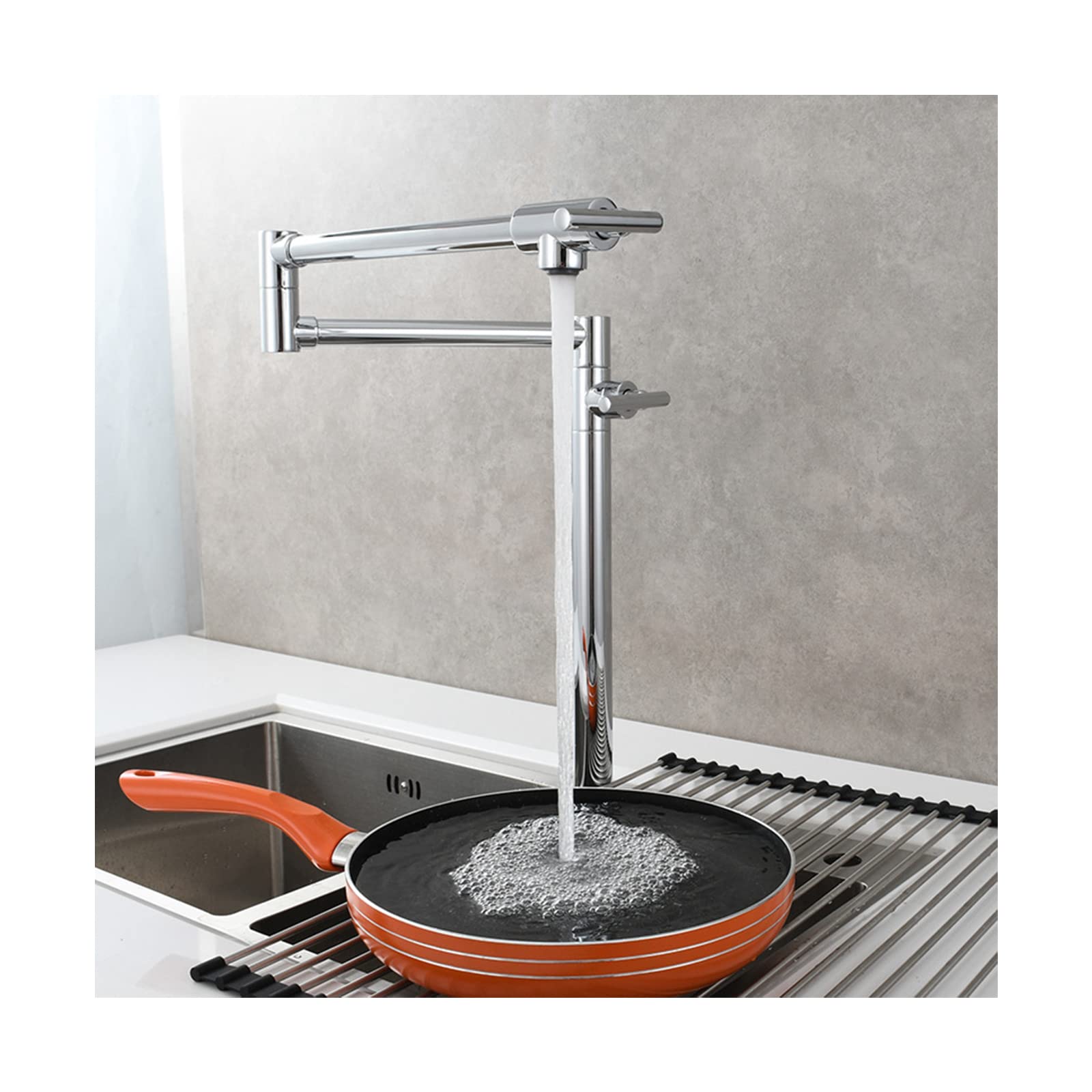 Robinet pot filler en laiton massif avec double poignée et finition premium
