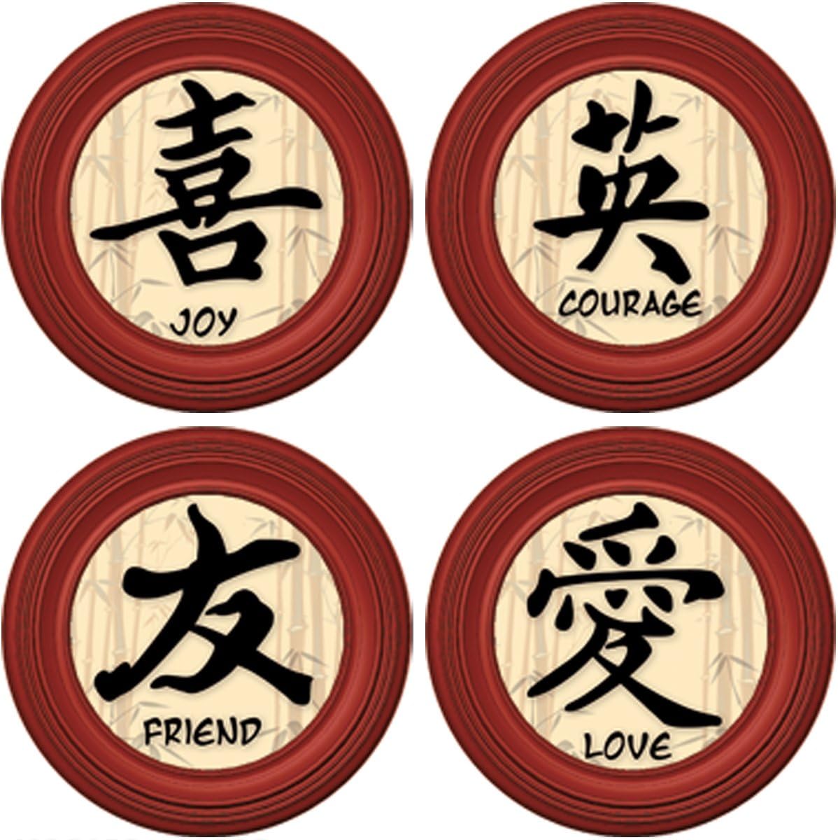 Joster Coasterica 2-in-1 Good Fortune Silicone Stemware Coaster and Glass Marker, Set of 4