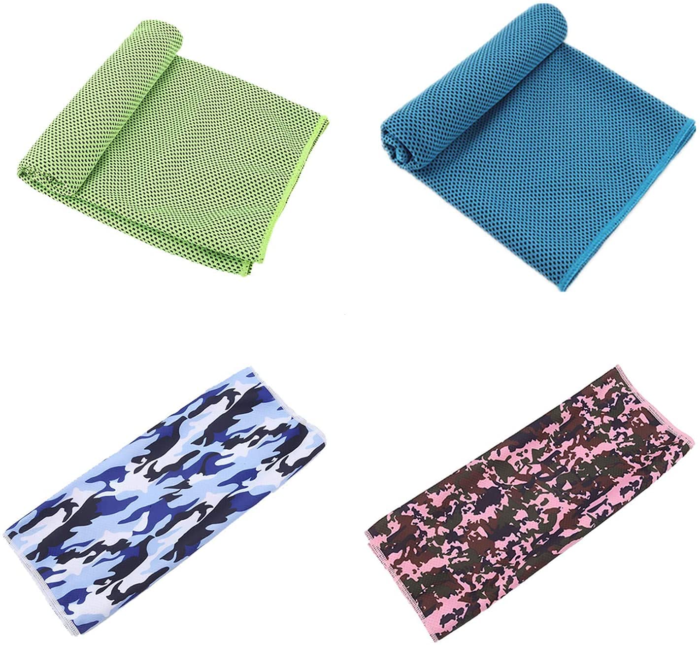 Cooling Ice Towel Chilly Soft Breathable Microfiber Instant Chill Cloth Neck Cooler Wrap Sport Yoga Gym Running Camping Hiking Color Blue Green Camo White Pink 4 Pack Cold Towel for Hot Weather-image-47