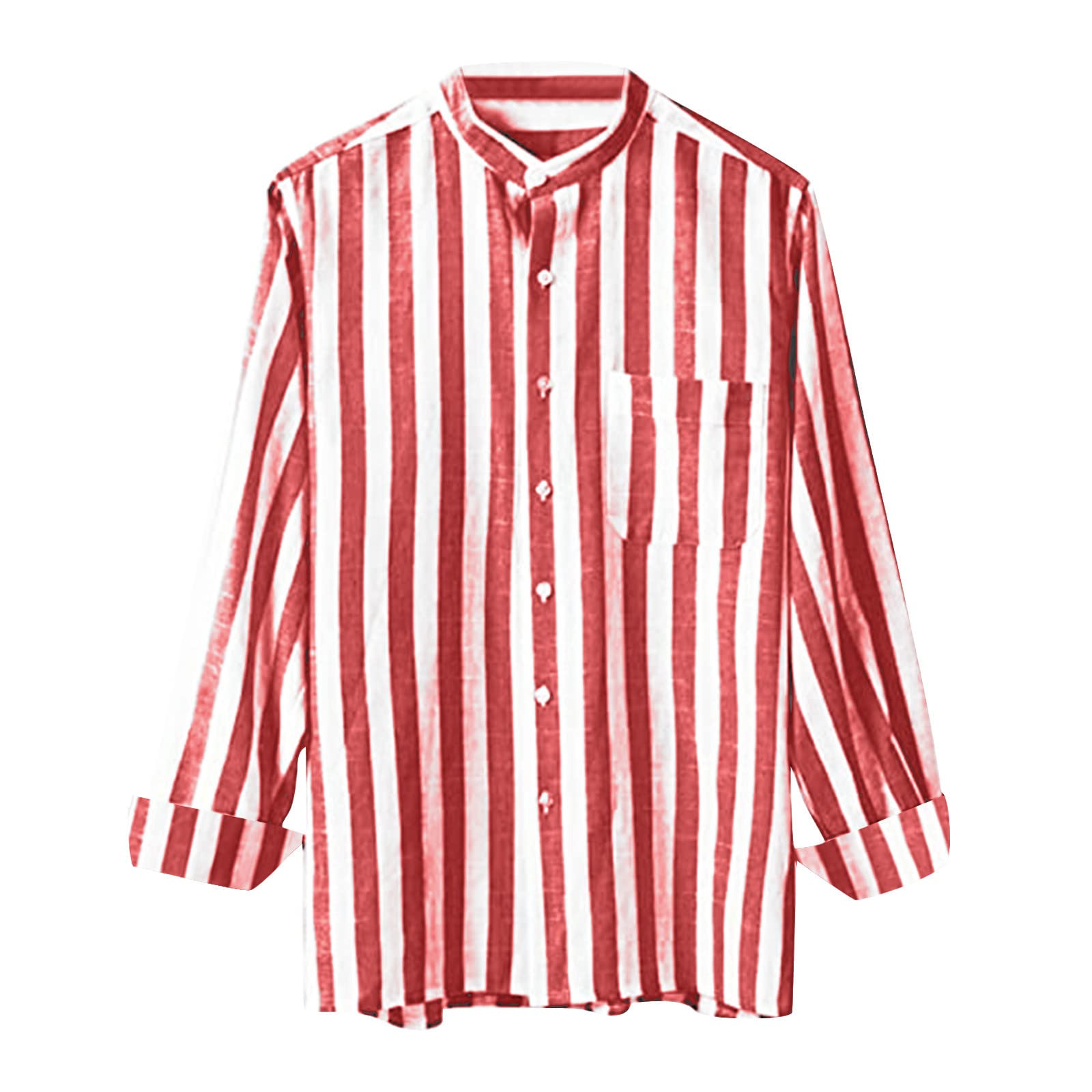 DGZTWLL Camisa de manga larga con botones a rayas verticales para hombre, cuello abatible, tela suave resistente a las arrugas para uso diario e informal inteligente