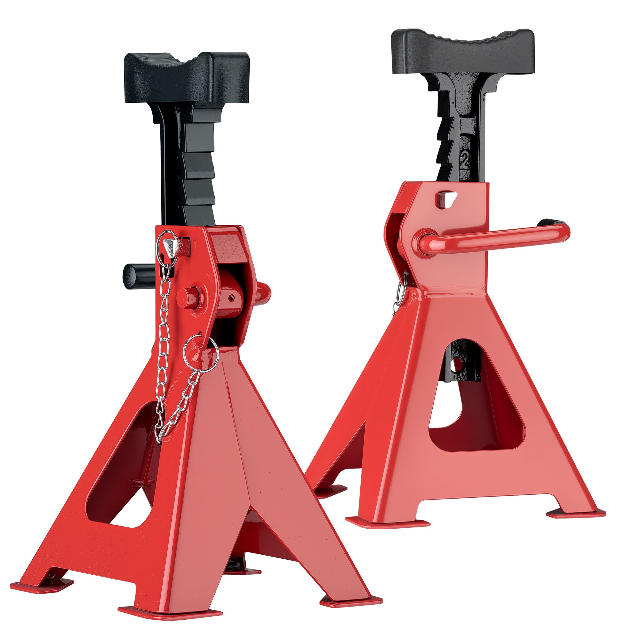 Wiltec 2 x Unterstellbock höhenverstellbar je 2 t Tragkraft, Stützböcke Hubhöhe 28-43 cm, Autobock mit Gummischutz, KFZ Bock mit Sicherungssplint