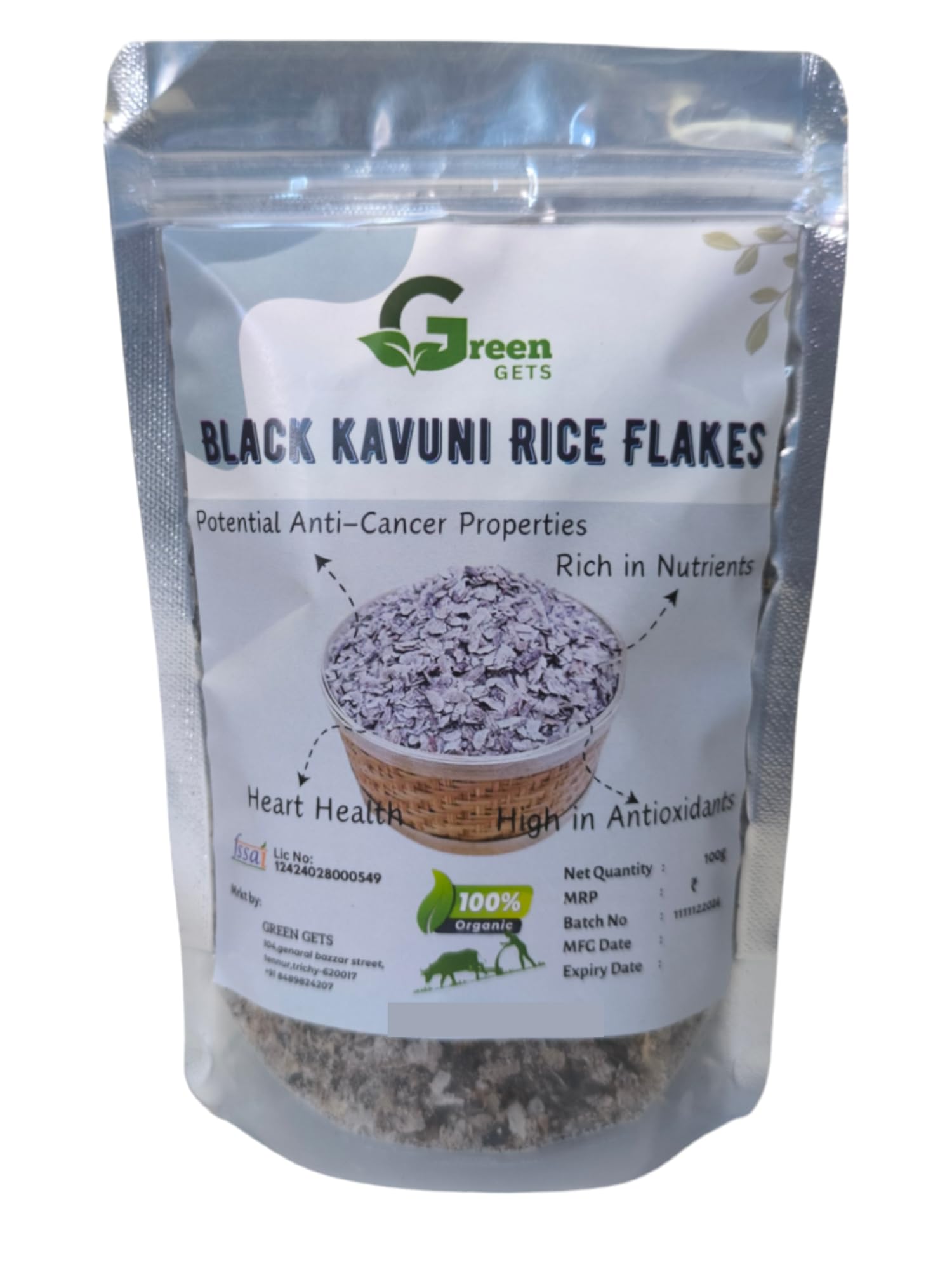 GREENGETS Black Kavuni Rice Flakes, Black Kavuni Rice aval/Poha for Breakfast, Cereal Flakes,500g (B0DCG7CKJ8) Amazon Price History, Amazon Price Tracker