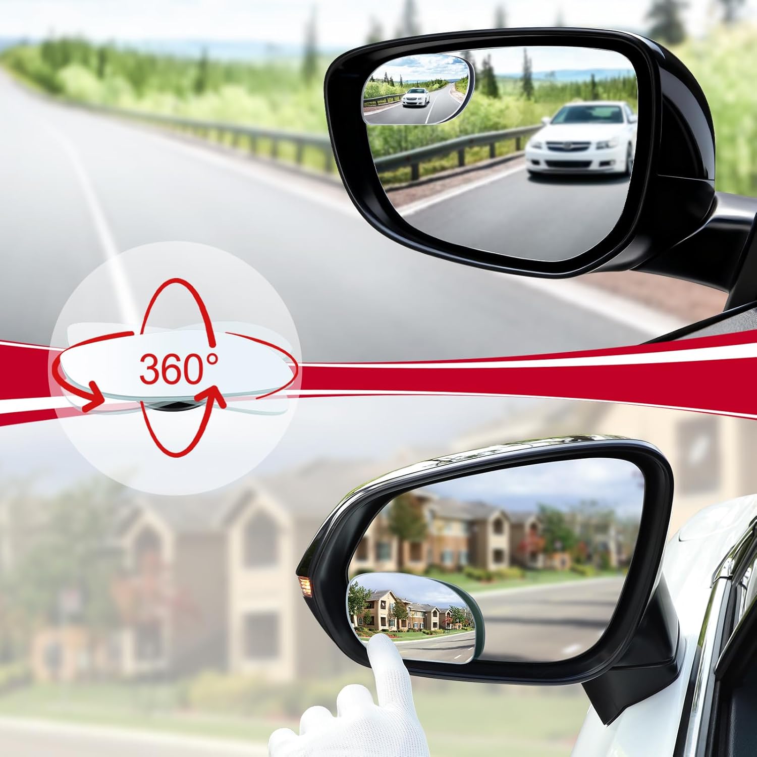 Frameless Blind Spot Mirror - HD 360° Adjustable thumbnail 5