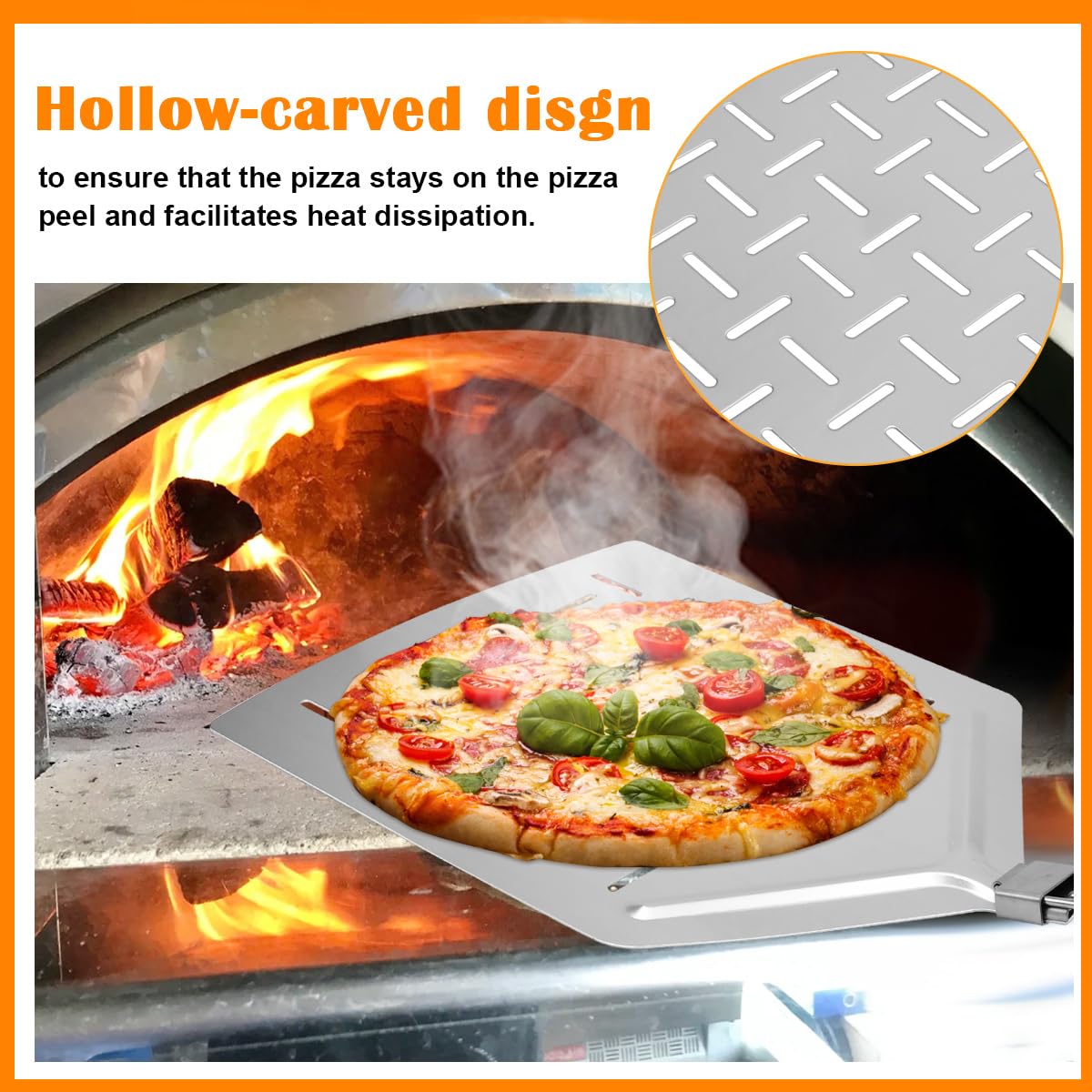 Pelle à Pizza Perforée XRPRPX 12 Pouces En Aluminium Anodisé Avec Manche Pliable - Idéale Pour Four Et Barbecue