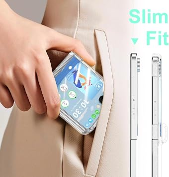 Samsung Galaxy Z Flip 7 用 SQMCase デザイン クリア スパークル ヒンジ保護 & 内蔵ガラス スクリーン プロテクター フリップ 7 保護携帯電話ケースカバー クリアグリッター