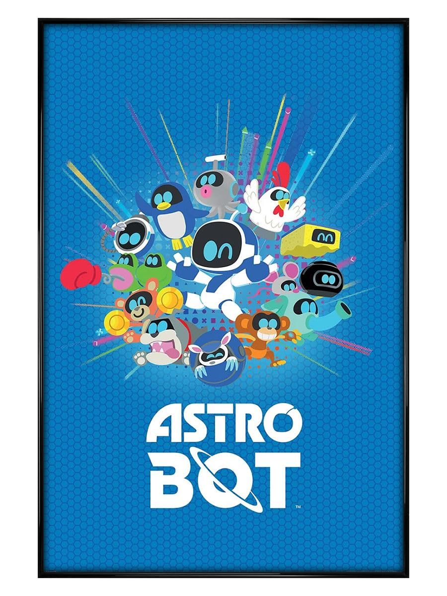 Playstation Astro Bot (Friends) Maxi Poster - Black Gloss Framed
