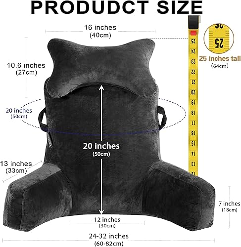 Miniatura 2 de Almohada de lectura con rollo de cuello desmontable y brazo de apoyo superior para sentarse en la cama, sofá o suelo, almohada de lectura para