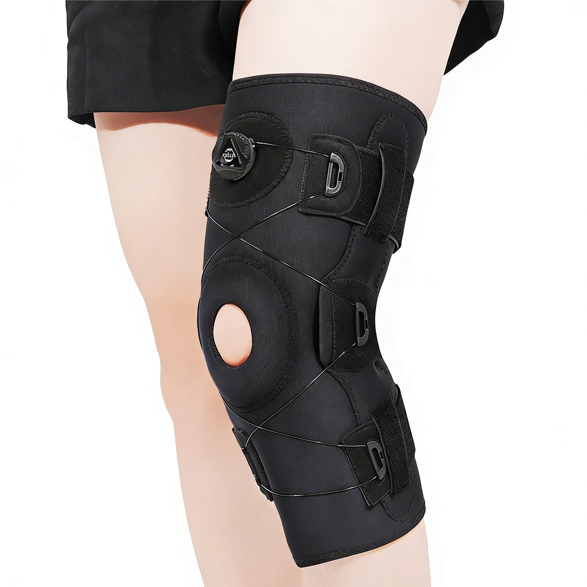 Genouillère de Sport de Maintien avec Coussinet EVA Anti-Choc et Sangles de Compression Ajustables Attelle de Genou Rotulienne pour Running Basketball Fitness et Musculation Homme Femme(M)