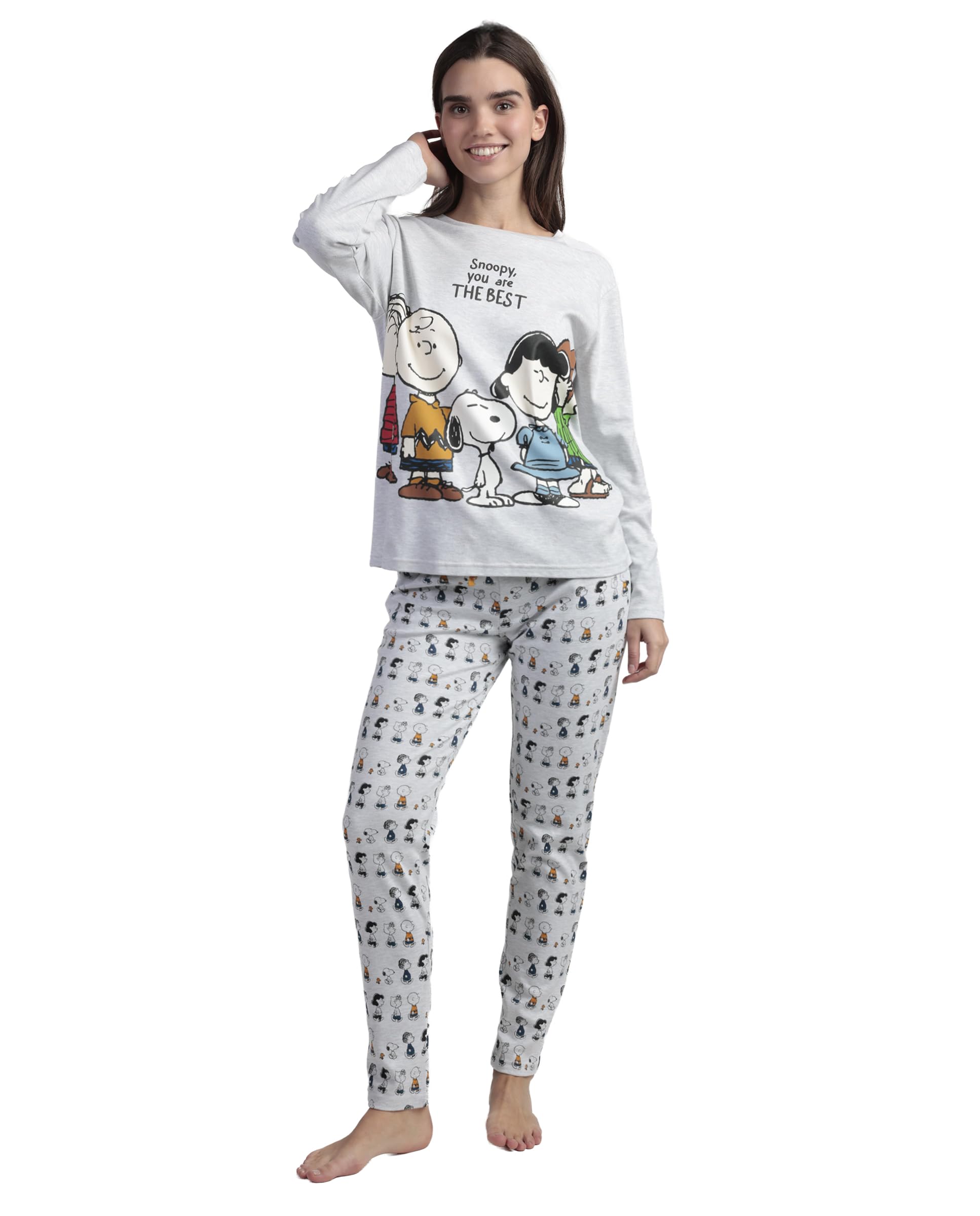 PEANUTS Pijama Manga Larga Snoopy&Friends para Mujer