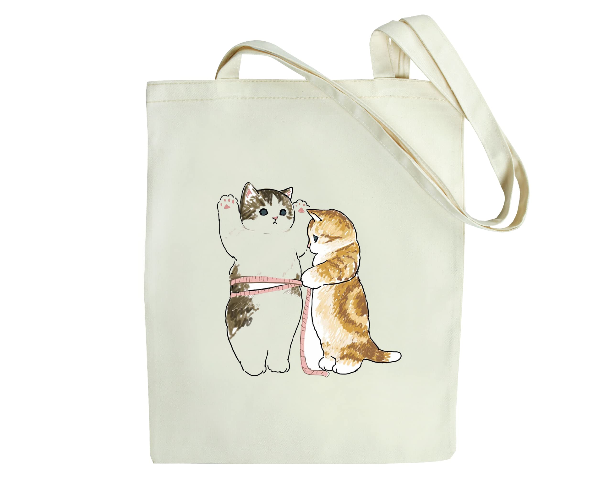 CurryFerry Cute Cat Tote Bag for Women - Canvas Book Tote Bag - Reusable Shopping Bags for Grocery Utility Teacher College
