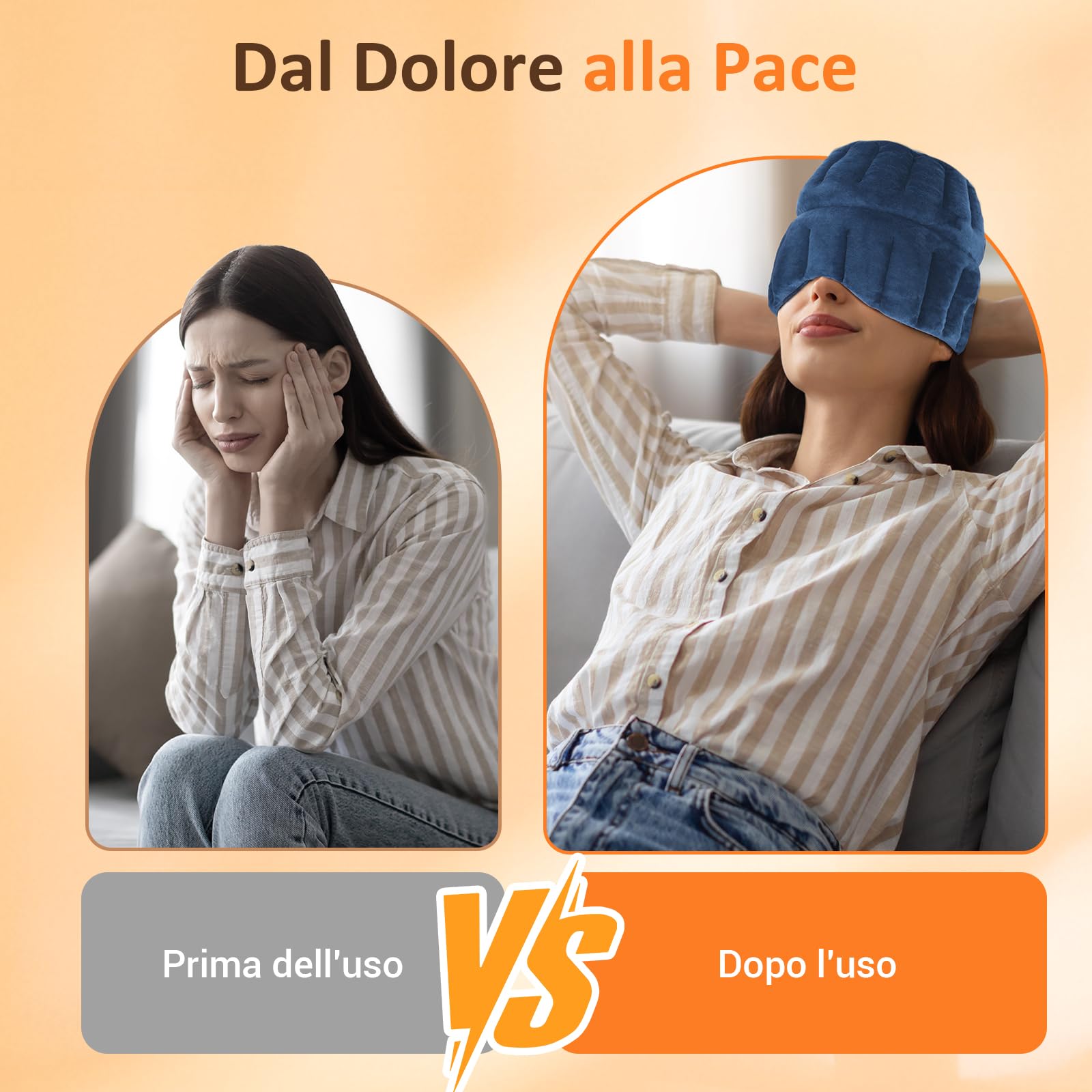 Comfytemp Cappello Riutilizzabile per Emicrania e Fascia Mal di Testa, Alleviare la Pressione Sinusale, Mal di Testa Tensivi e Affaticamento Degli Cchi, Maschera Termica per Gli Occhi