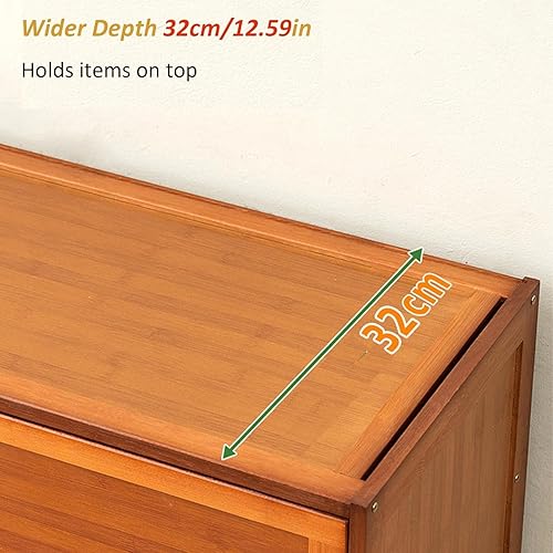 Miniatura 2 de LOYALHEARTDY Armario de almacenamiento de zapatos de bambú de 10 niveles de alto, estante de almacenamiento de zapatos independiente con puertas