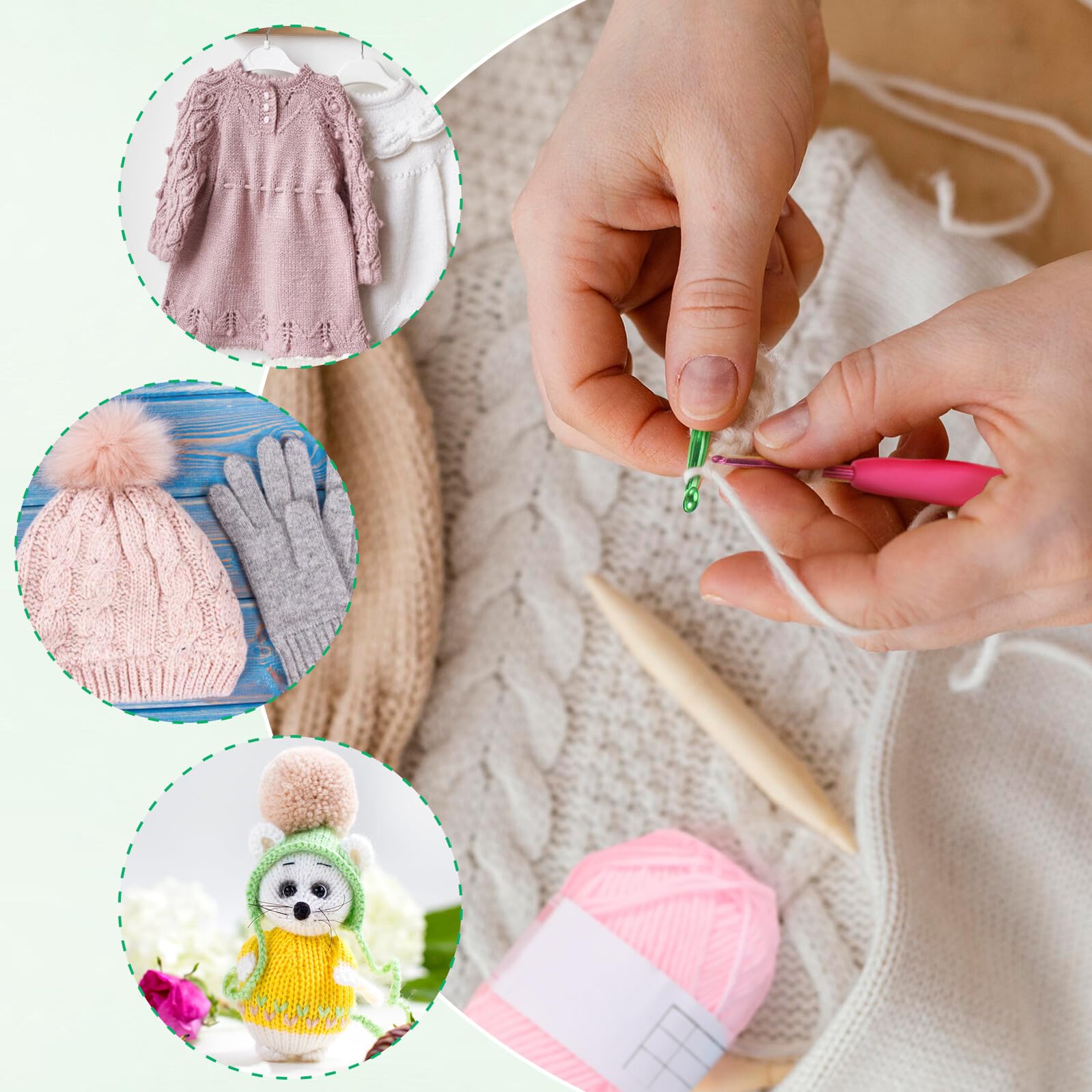 Beatifufu Kit de Crochet para Principiantes con Accesorios Duraderos y Bolsa Portátil Organizada para Manualidades de Ganchillo