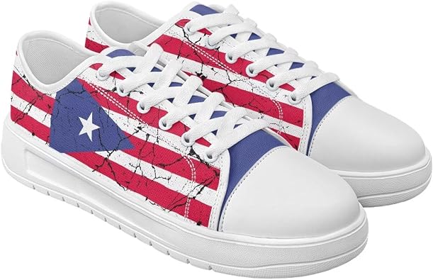 Summer Womens Casual Sneakers Trendy & Comfy Women Canvas Shoes with Flag Pattern