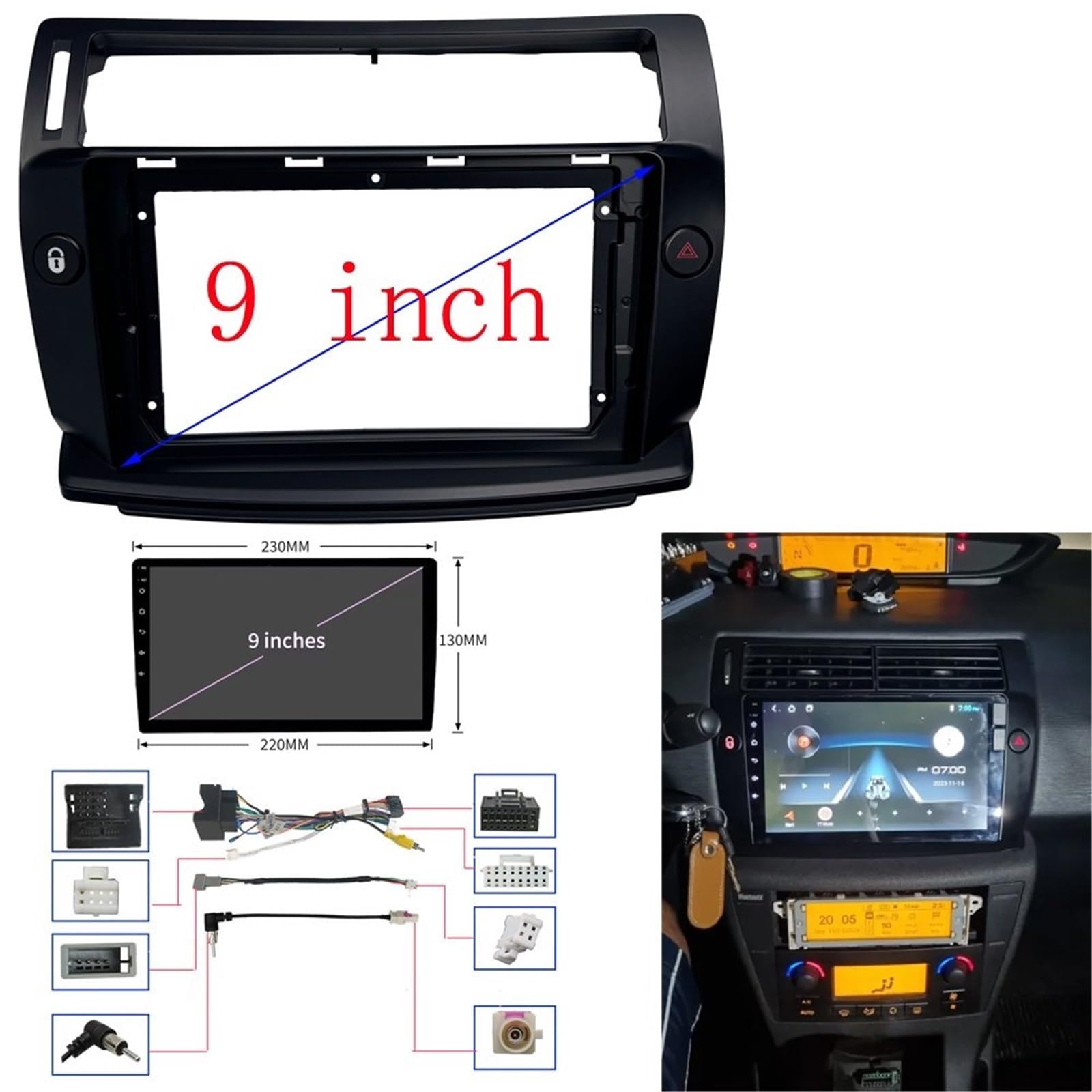 2-Din-Autoradio-Rahmen Für 2004-2014 Für CITROEN Für C-QUATRE 9 ZOLL