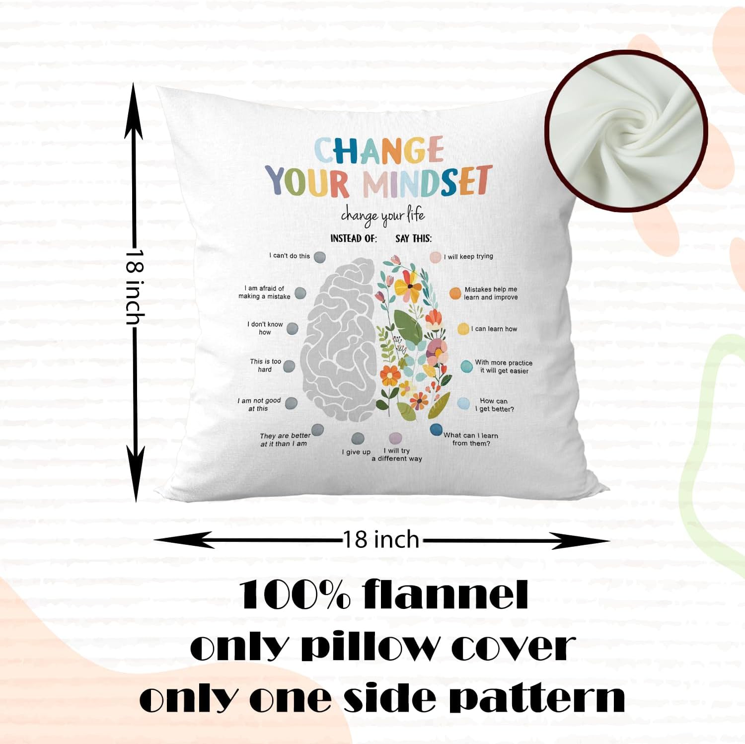 Growth Mindset Pillow Covers 18x18 - Mental Health CBT Decorative Throw Pillow Covers for Therapy Office Decor Calm Down Corner School Counselor Office Classroom - Image 5