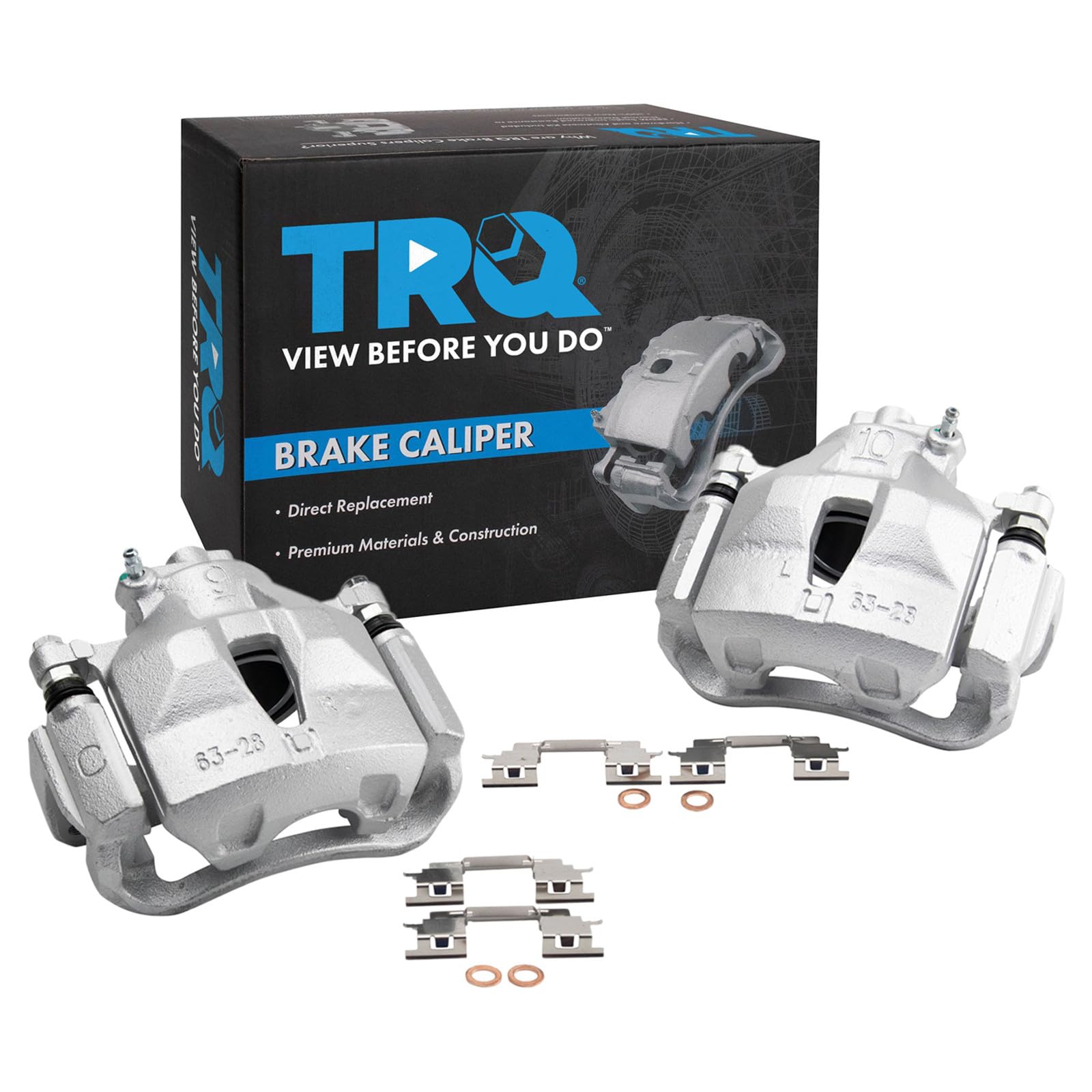 TRQ Front Driver and Passenger Side Brake Caliper Set Caliper Brackets