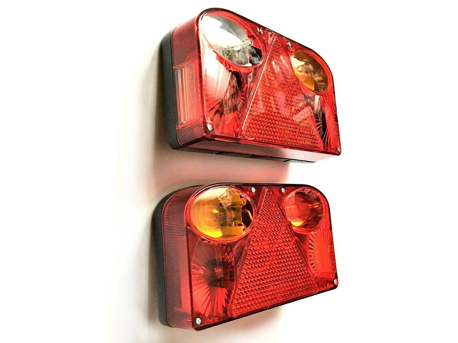 Fanali Posteriori Rimorchio E9 – Coppia Sinistro Destro 238×138 mm – con o senza Lampadine/Bajonetta/Plastiche – per Rimorchio Caravan Camion