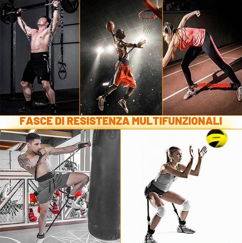 Set di fasce di resistenza da boxe per velocità e agilità, fasce per allenamento alla caviglia, gambe e caviglie per allenamento di resistenza, per migliorare la potenza esplosiva