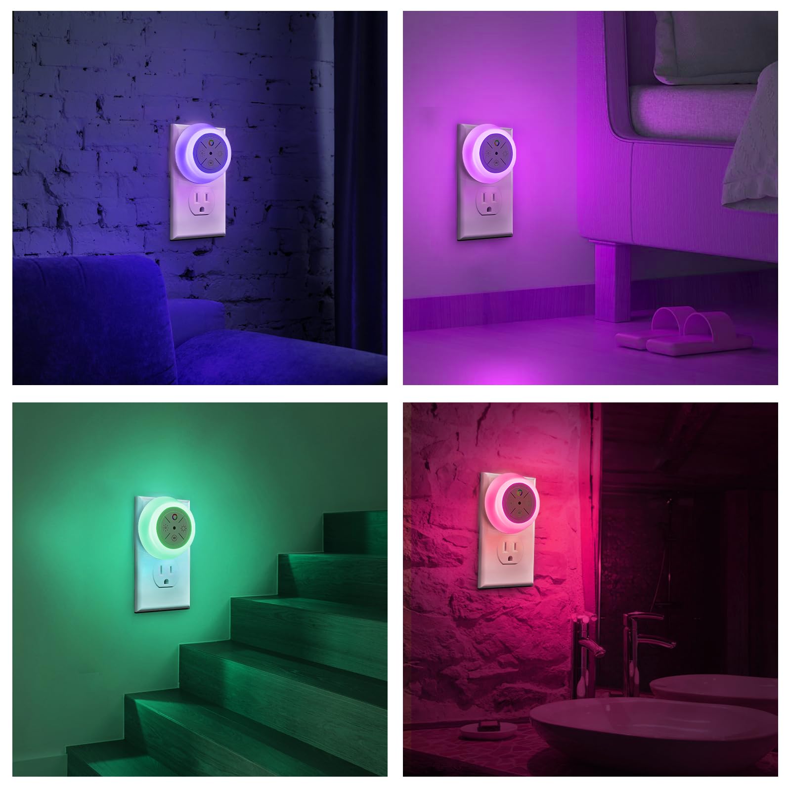 Dawnrise Luci Notturne A Spina Con Sensore Dusk To Dawn - Regolabili 5/20 Lumen, 2200K/4000K - Per Camera E Corridoio