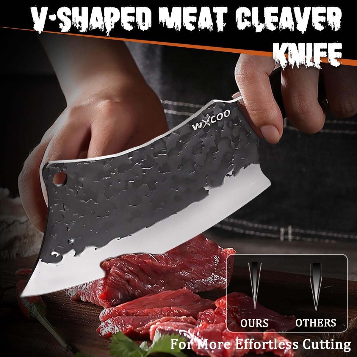 Butcher Knife Set - 4pcs Hand Forged Meat Cleaver Knife & Serbian Chef Knives & Sharp Viking Knives for Meat Cutting, Camping, BBQ, Men's Birthday Gift