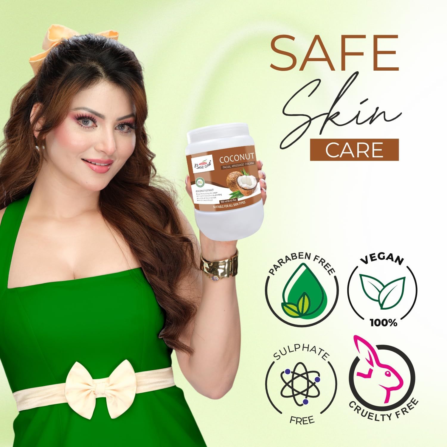 Beeone Coconut Massage Cream 900ml β Nourishing & Moisturizing Massage Cream for Smooth, Soft Skin | Enriched with Coconut Oil for Deep Hydration & Relaxation 2