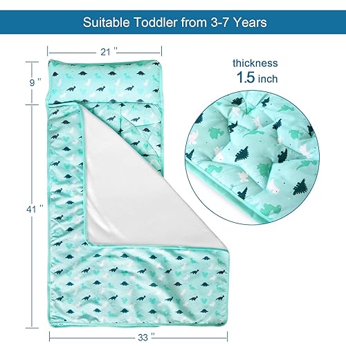 Miniatura 8 de Paquete de 2 tapetes para siesta para niños pequeños con manta de 50 x 21 x 1.5 pulgadas, tapete para siesta para niños y niñas, súper suave y