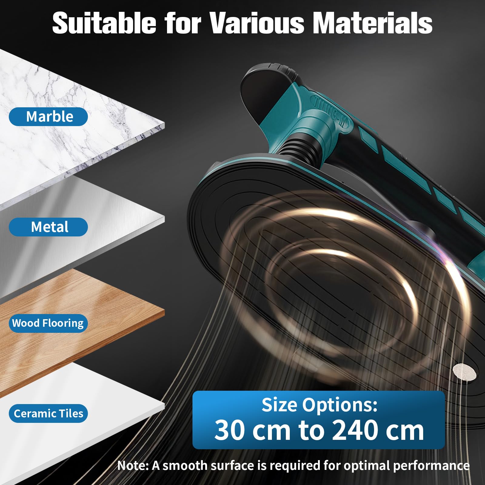 Vibratore per piastrelle a batteria, compatibile con batteria Makita 21 V, dispositivo di vibrazione per piastrelle con ventosa da 400 kg e 6 marce, regolabile 28000 giri/min, vibratore automatico per