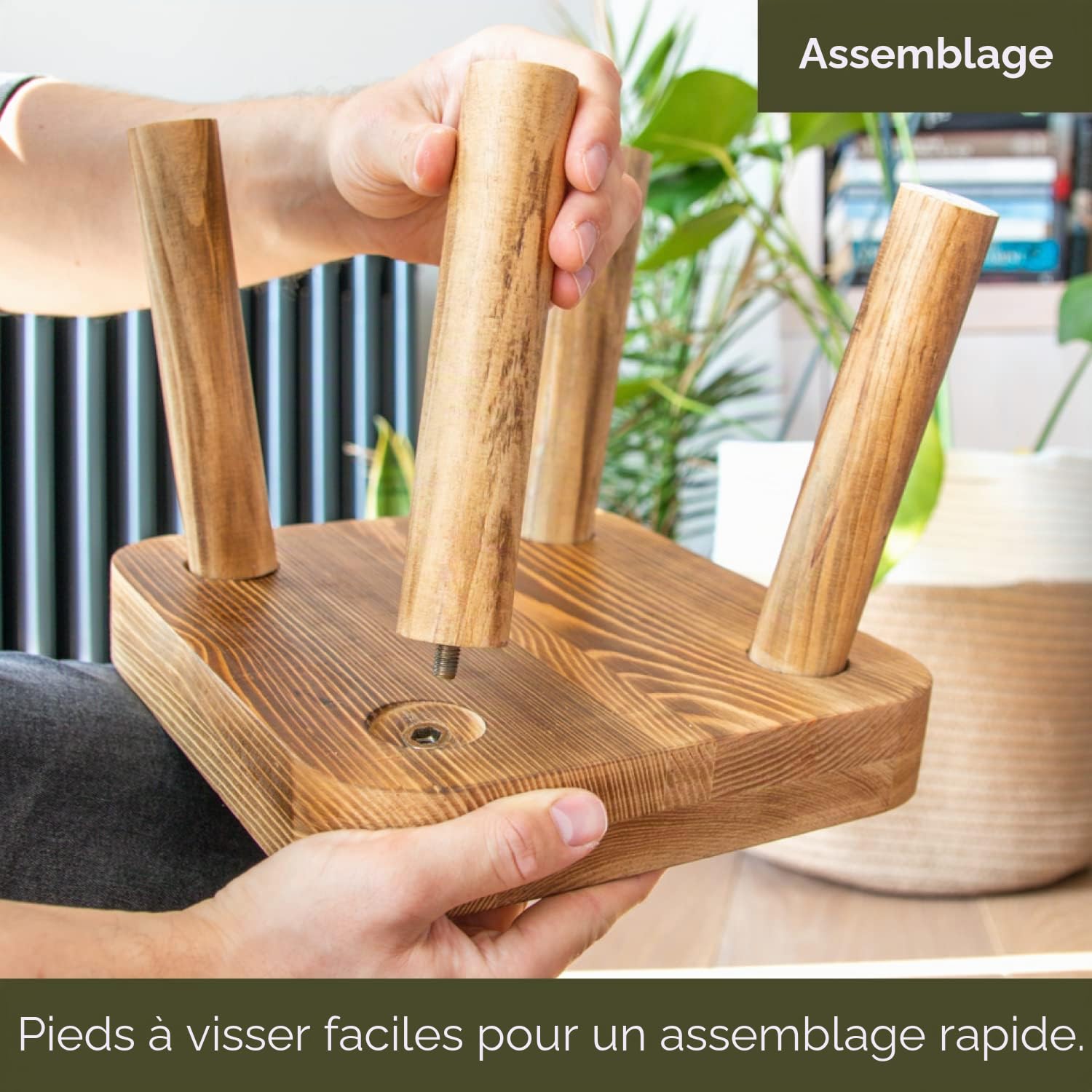 Eden Creations Petit tabouret en bois, support pour plantes d'intérieur ou tabouret pour enfants – Idéal comme petite table d'appoint pour plantes d'intérieur, chambre à coucher ou salle de bain (20