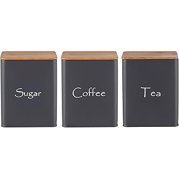 dark grey tea coffee sugar jars