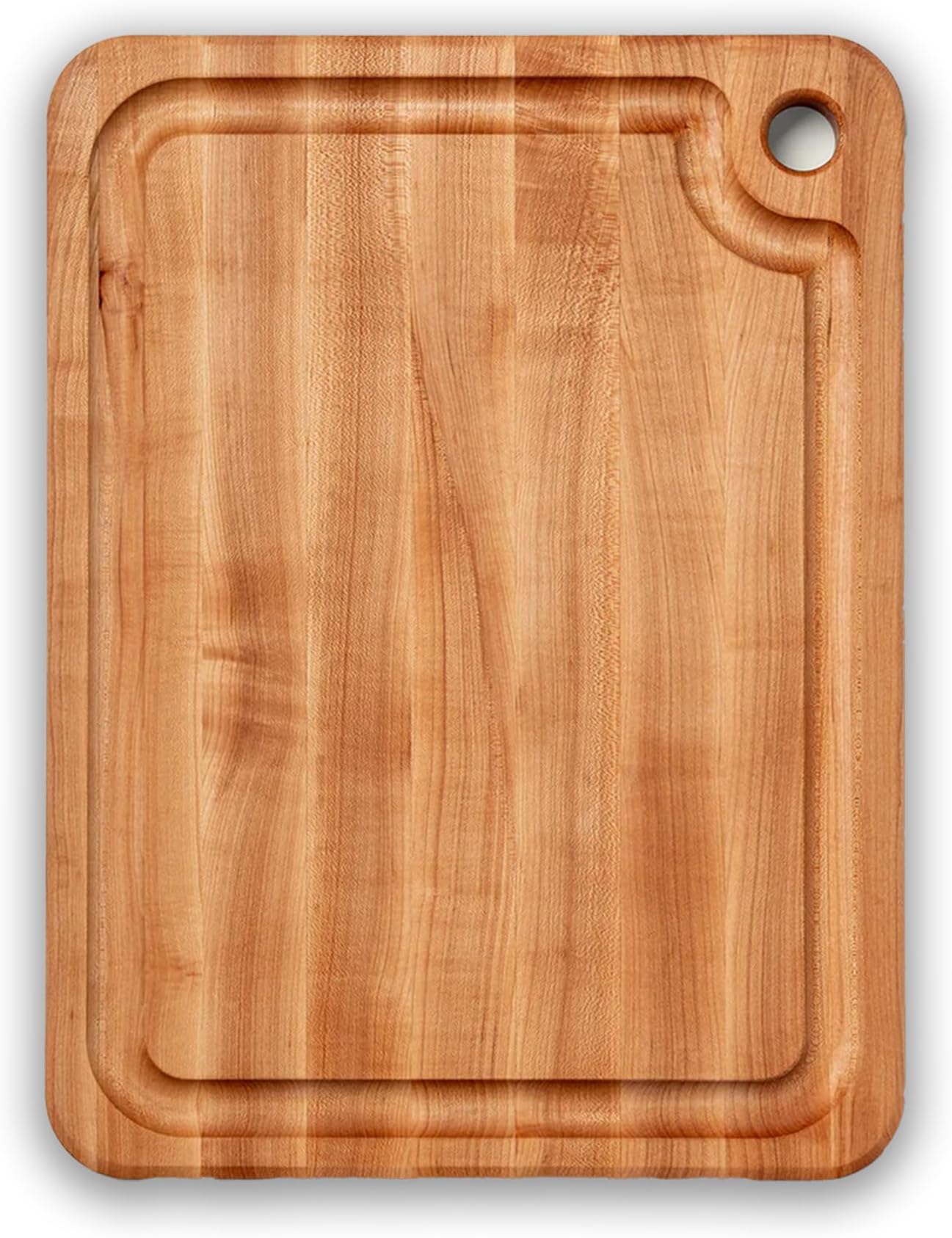 Prestige Series Rectangular Wooden Maple Cutting Board 20”x15” – 1.25” Thick, 10-lb Reversible Butcher Block with Juice Groove, Edge-Grain & Finger Grip Hole – Made in the USA