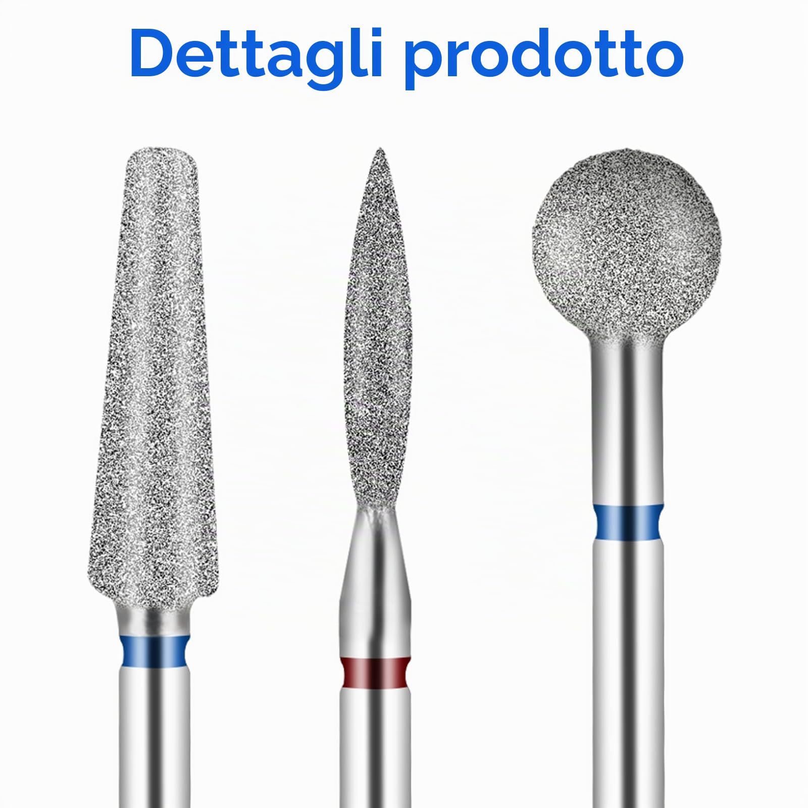 Qianyu Set di 3 punte per fresa per unghie, in lega di tungsteno, per unghie, in metallo duro, per rimuovere le cuticole, gel acrilico, testine abrasive professionali per manicure pedicure