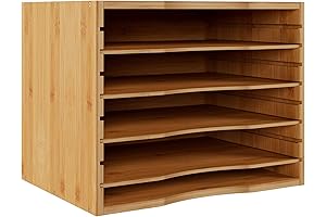 Bamjoy Bamboo 5 Tier Desktop File Organizer Wood