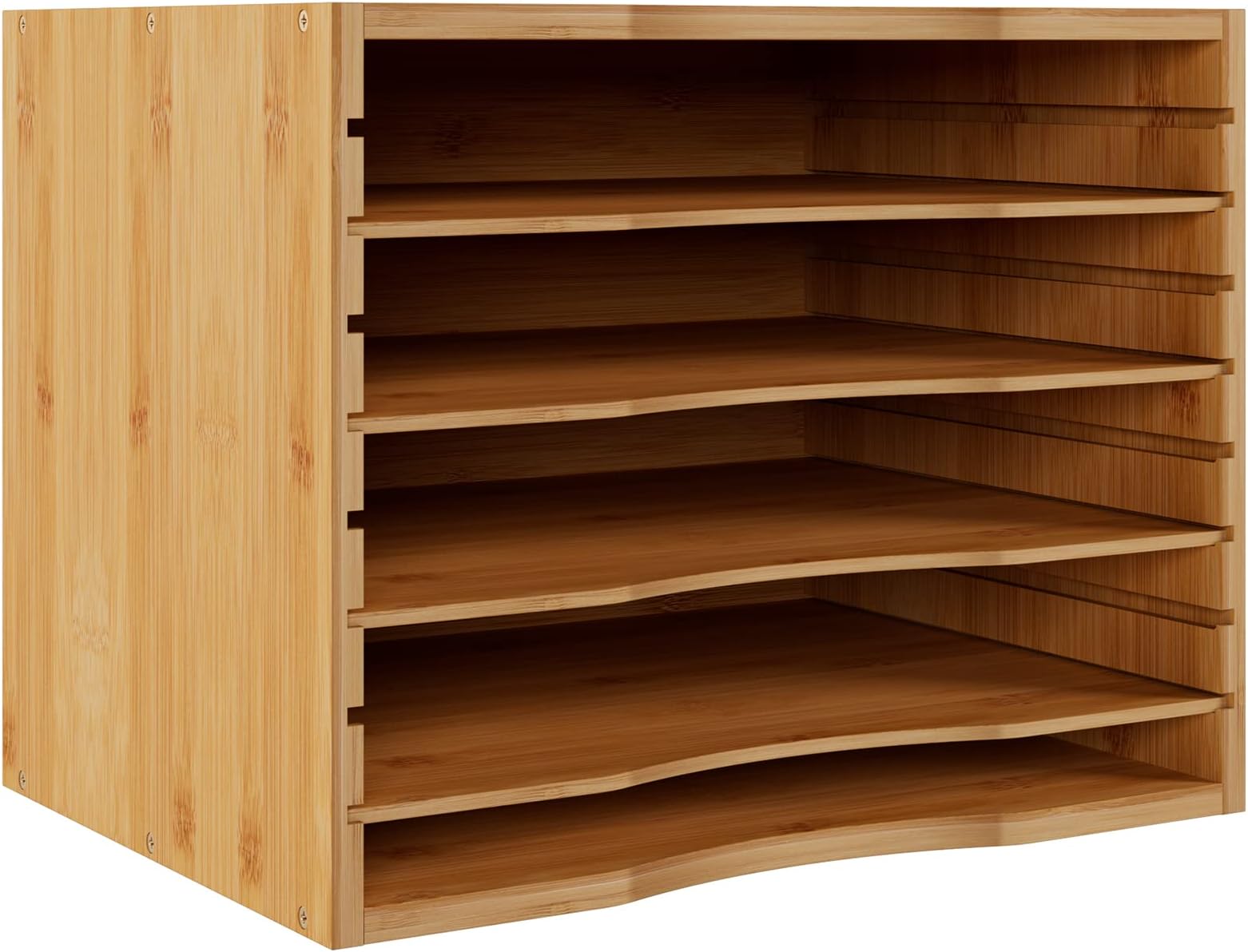 Bamboo 5 Tier Desktop Organizer, Paper Organizer Mail Sorter, File Holder Letter Document Storage with Adjustable Shelves for School Home Office, Natural