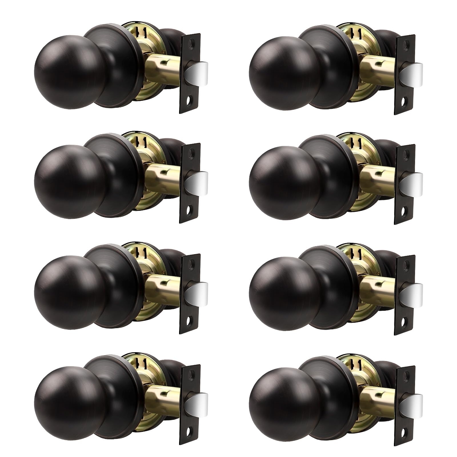 Black Interior Door Knobs - 10 Pack, Keyless Privacy -11