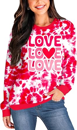 Deerose Women Valentines Sweatshirts Mardi Gras Long Sleeve Print Shirts