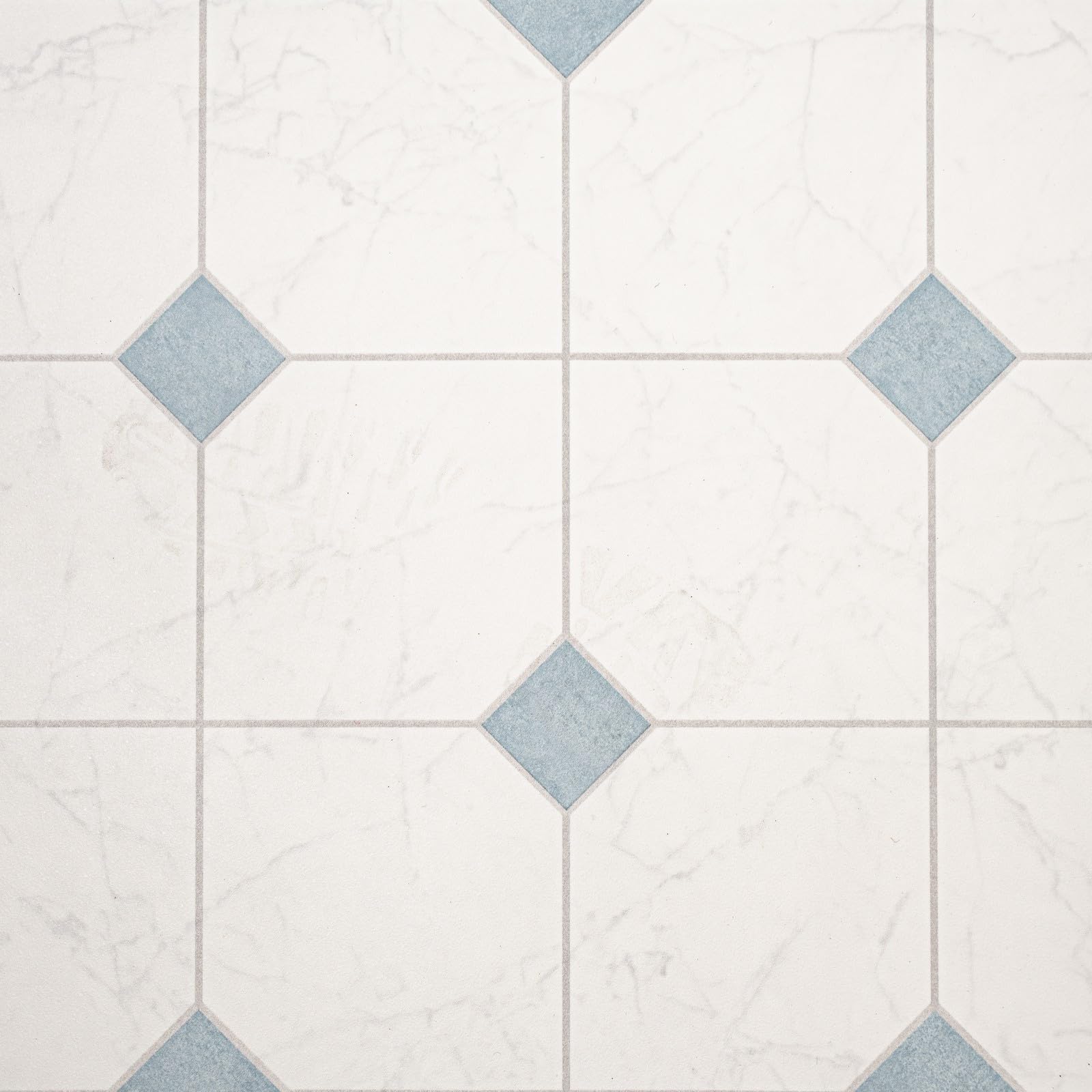 White & Blue Diamond Marble Tiles Tasman Vinyl Flooring Realistic 3.8mm Slip Resistant Foam Backed Lino (2m x 5.5m)