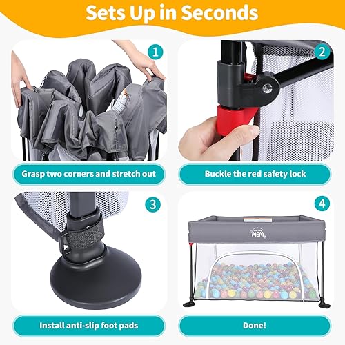 Miniatura 6 de Corralito plegable para bebés y niños pequeños, corralito para interiores y exteriores, centro de actividades para bebés con puerta con cremallera,