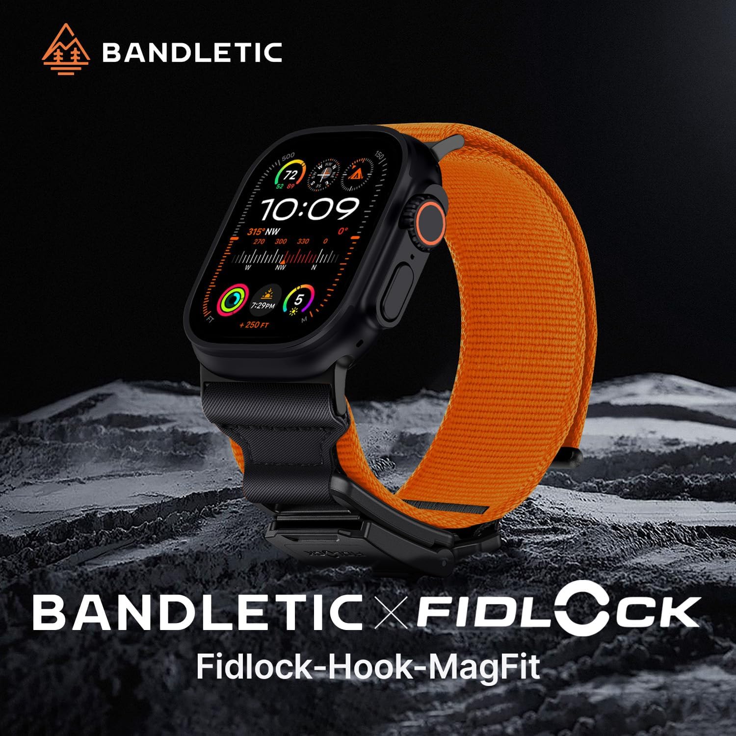 Bandletic Compatible with Apple Watch Ultra 3 2 Bands for Men, Stretchy Braided Nylon Sport Strap with Magnetic Fidlock Hook Buckle for iWatch Ultra 49mm, Series 11/10 46mm, 9/8/7 45mm, SE/6/5/4 44mm - Image 2