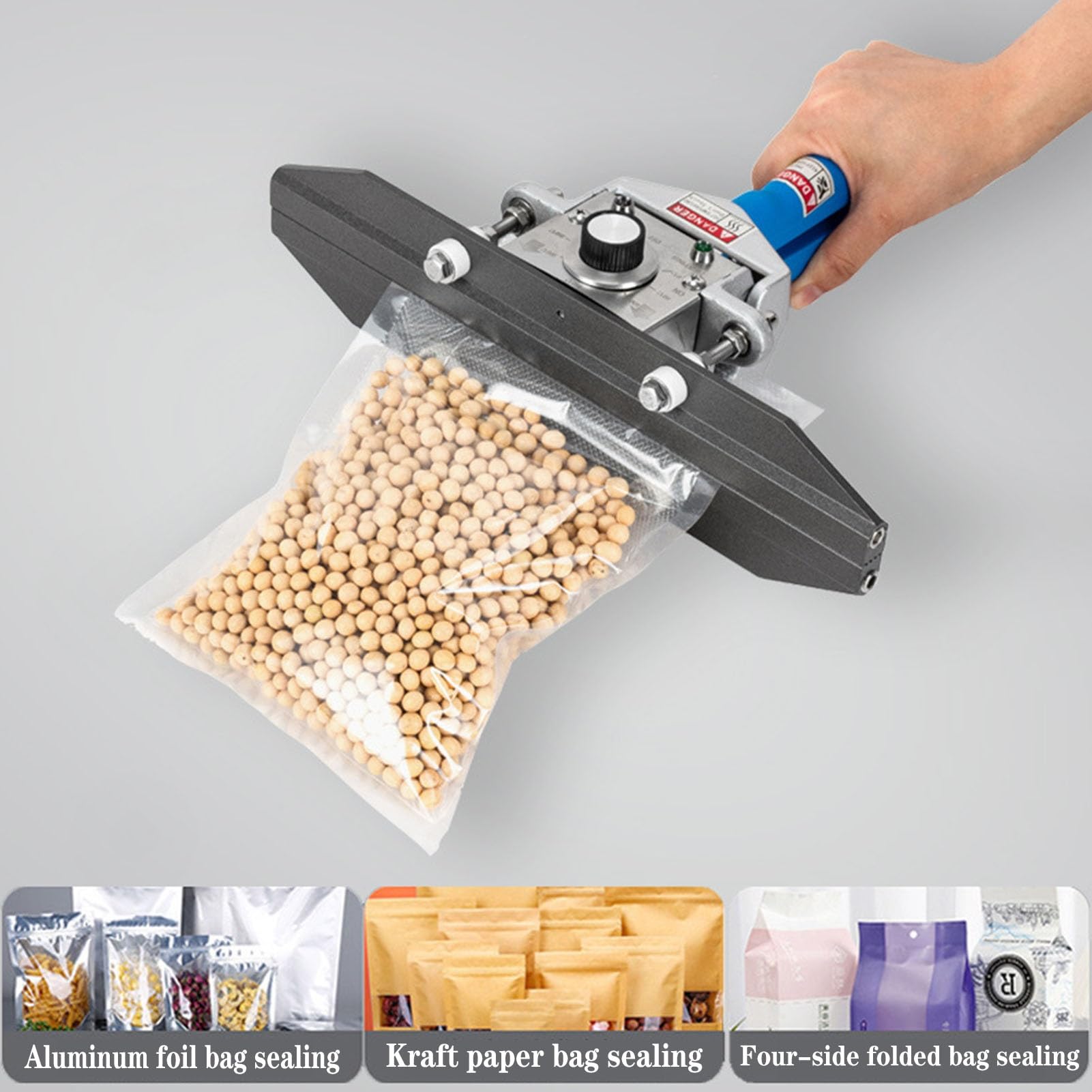 Sellador térmico portátil con temperatura ajustable, herramienta de mano para sellar bolsas y papel de aluminio