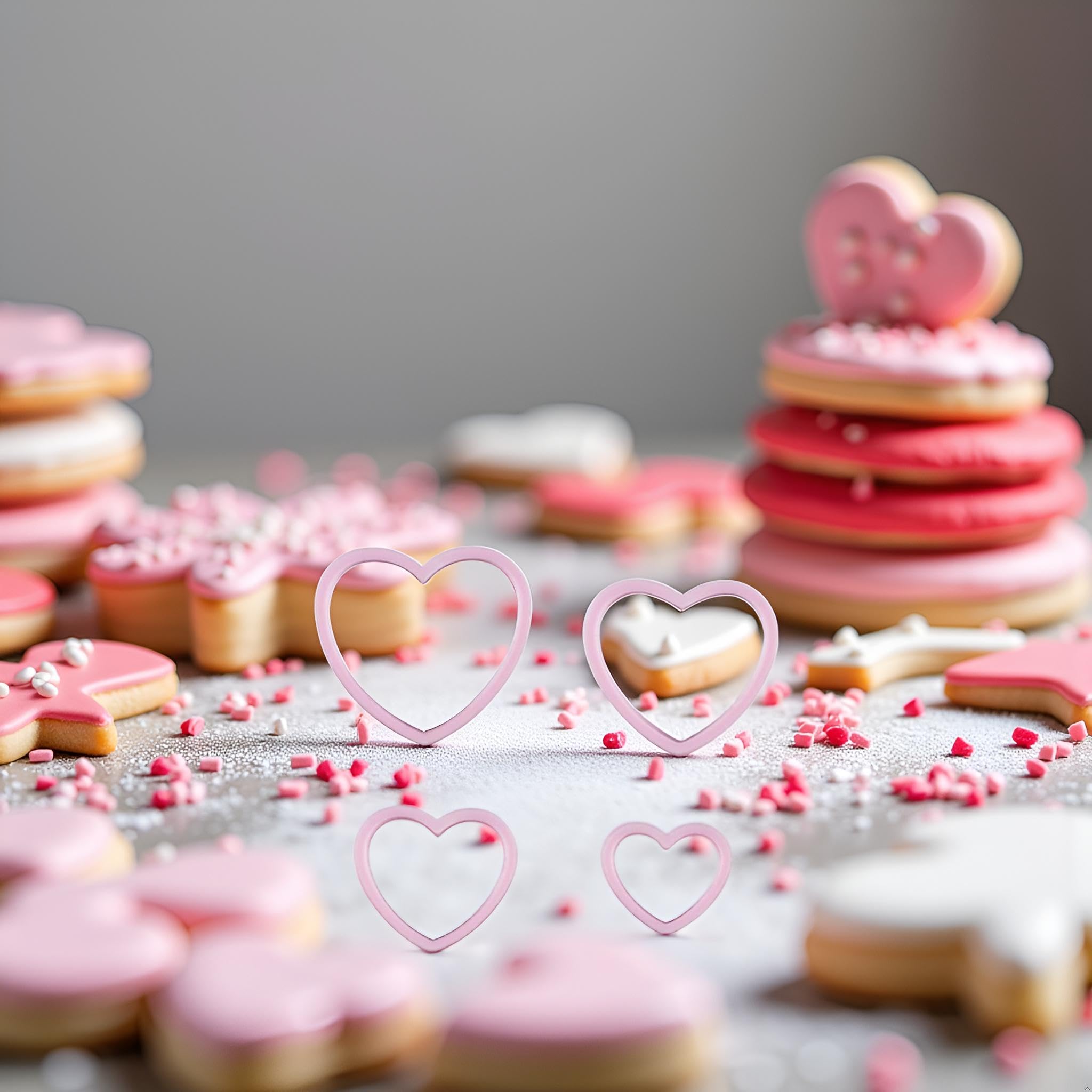 Juego de 4 cortadores de galletas con forma de corazón de diferentes tamaños, moldes para sándwiches, fondant, pasteles, utensilios para hornear, moldes para galletas, postres y caramelos,